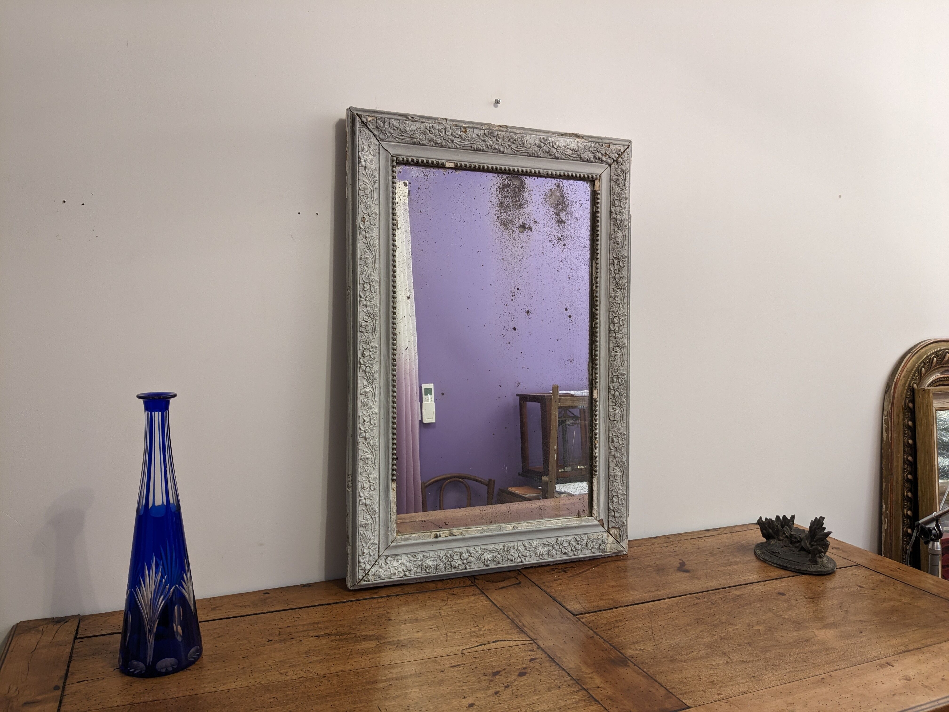 Mirror XIXth gray shabby 77 x 53 cm