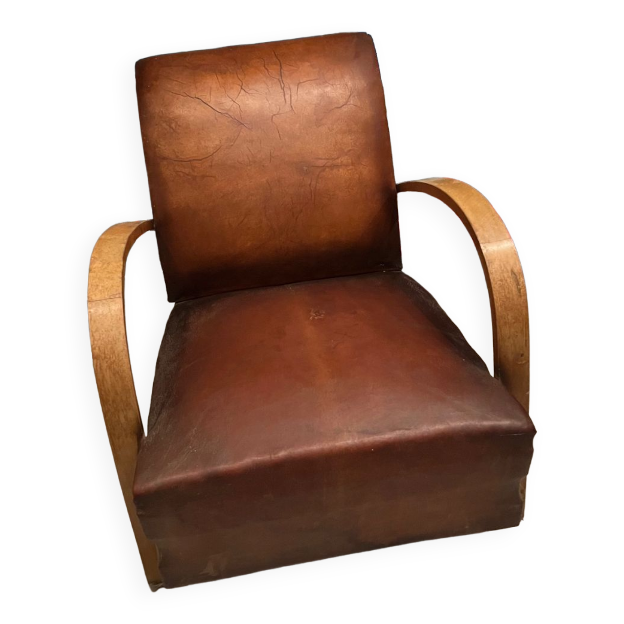 Fauteuil  club en cuir art deco