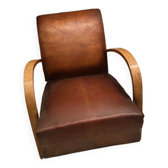 Club armchair in art deco leather