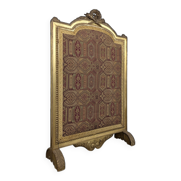 Louis XVI gilded wooden fire screen with tapestry
