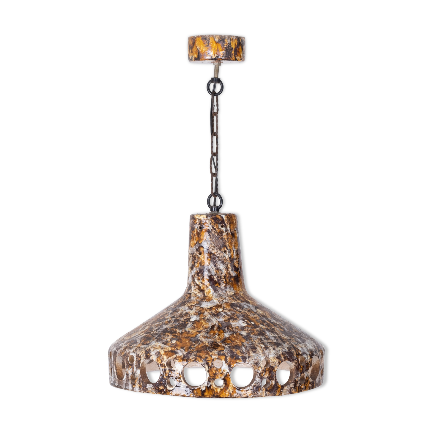 Flower power earth ware chandelier 1960