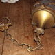 Shell chandelier 1900, frosted glass engraved and bronze