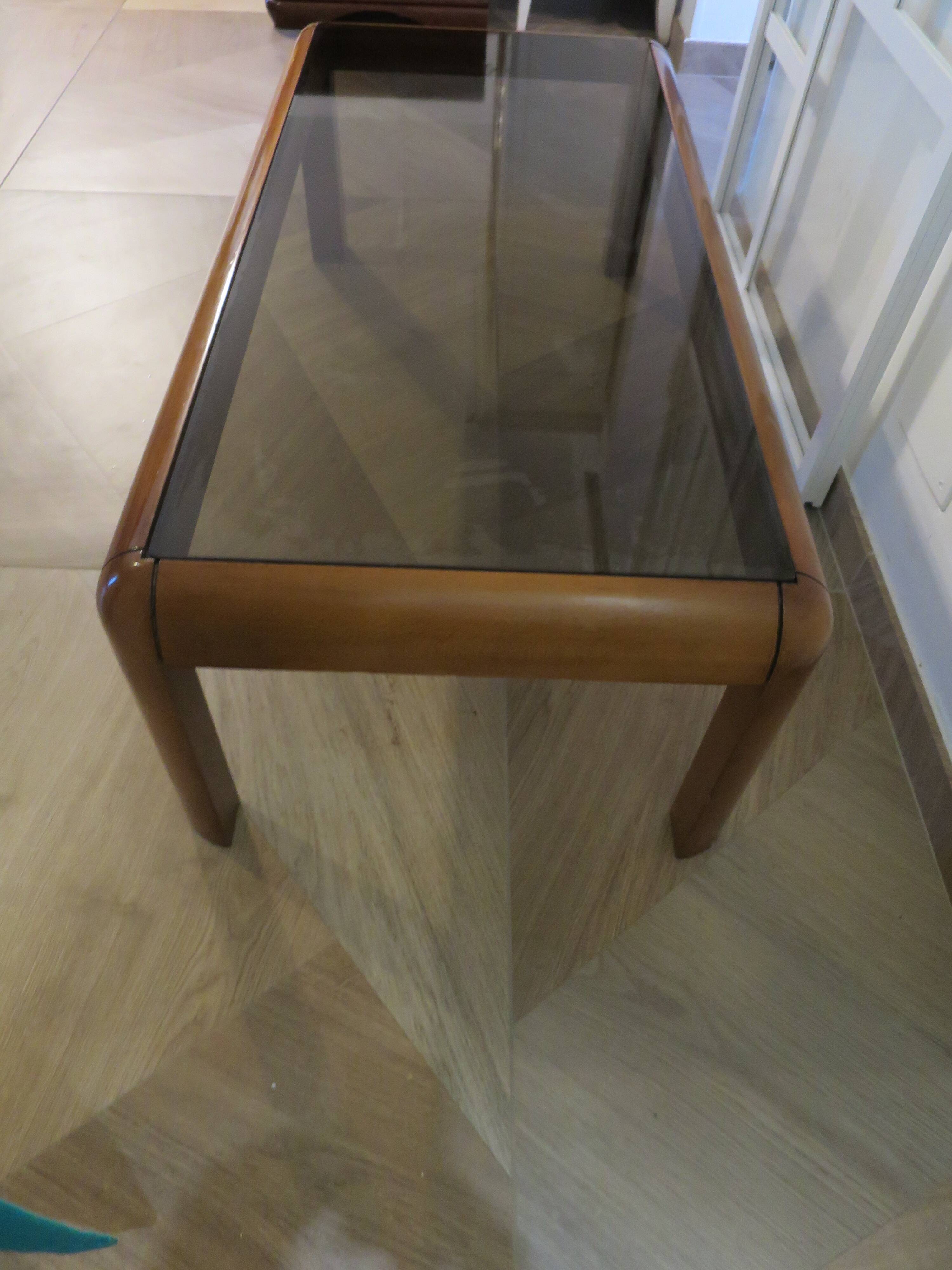 Cherry and glass coffee table