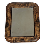 Antique Louis-Philippe mirror, rounded corners, imitation wood, 30 x 37 cm