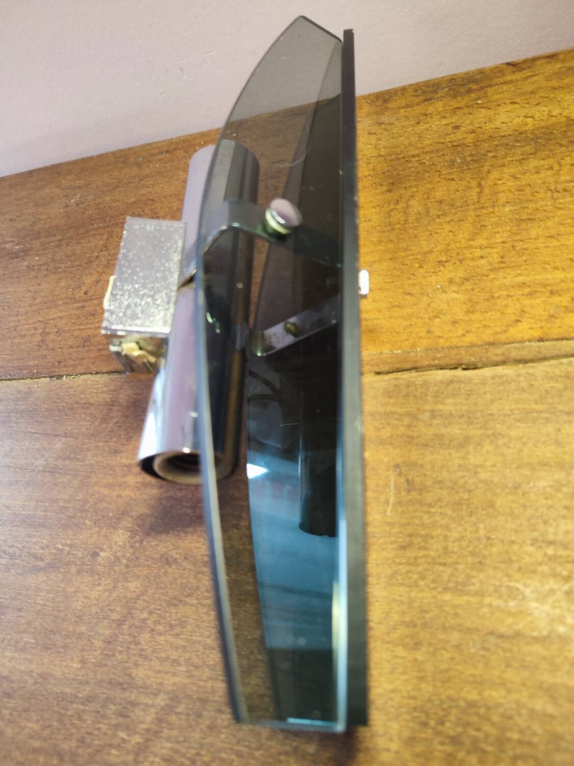 Vintage wall light in bluish glass