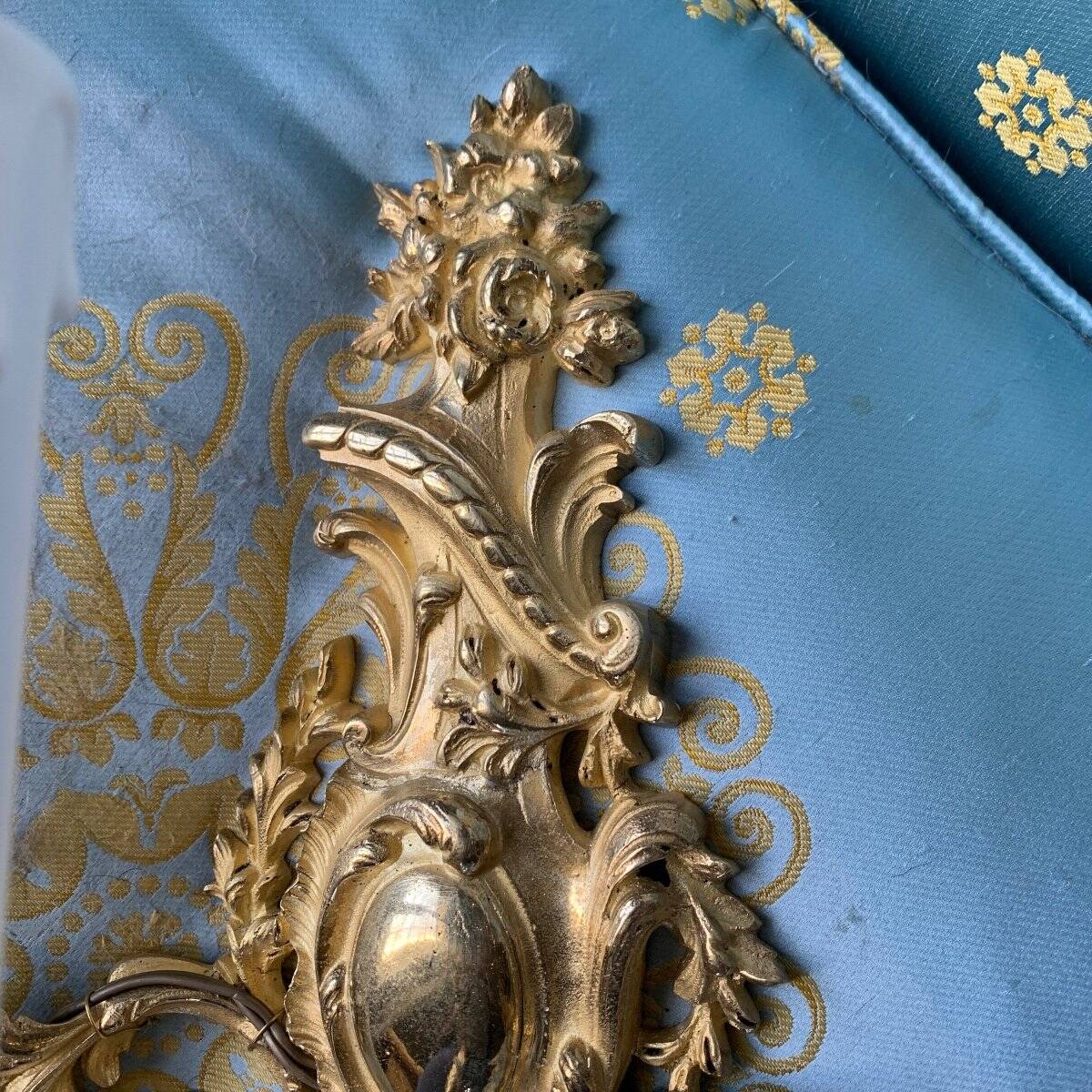 Pair of gilded bronze wall sconces