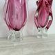 Paire de vases en verre de Murano rose, faits main, Italie des années 1970