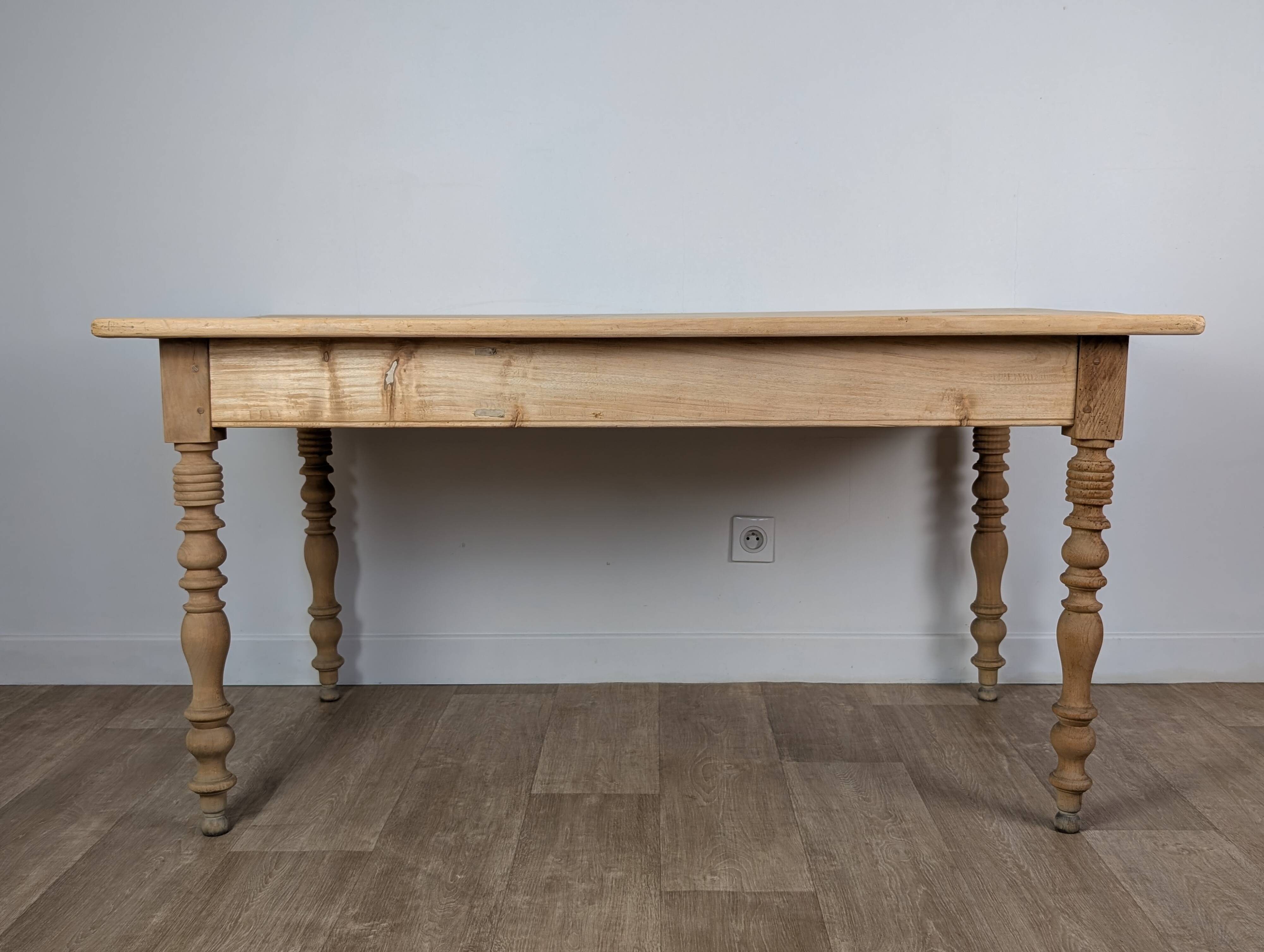 Raw wood farmhouse table