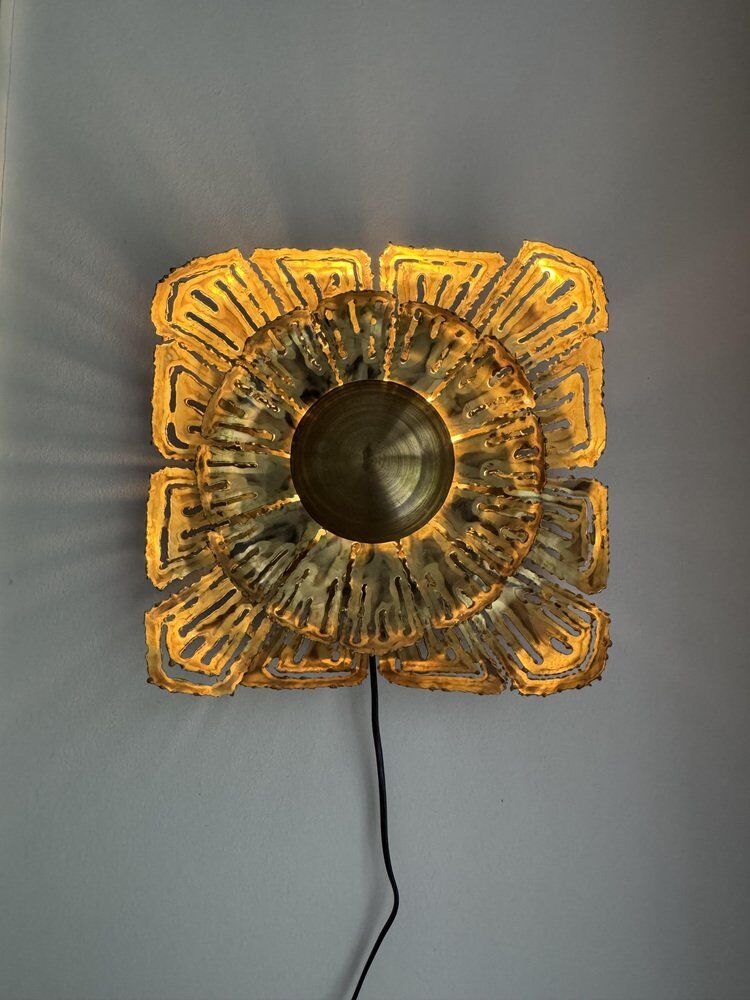 Brass sun wall sconce by Svend Aage Sørensen, Denmark, 1960s, brutalist
