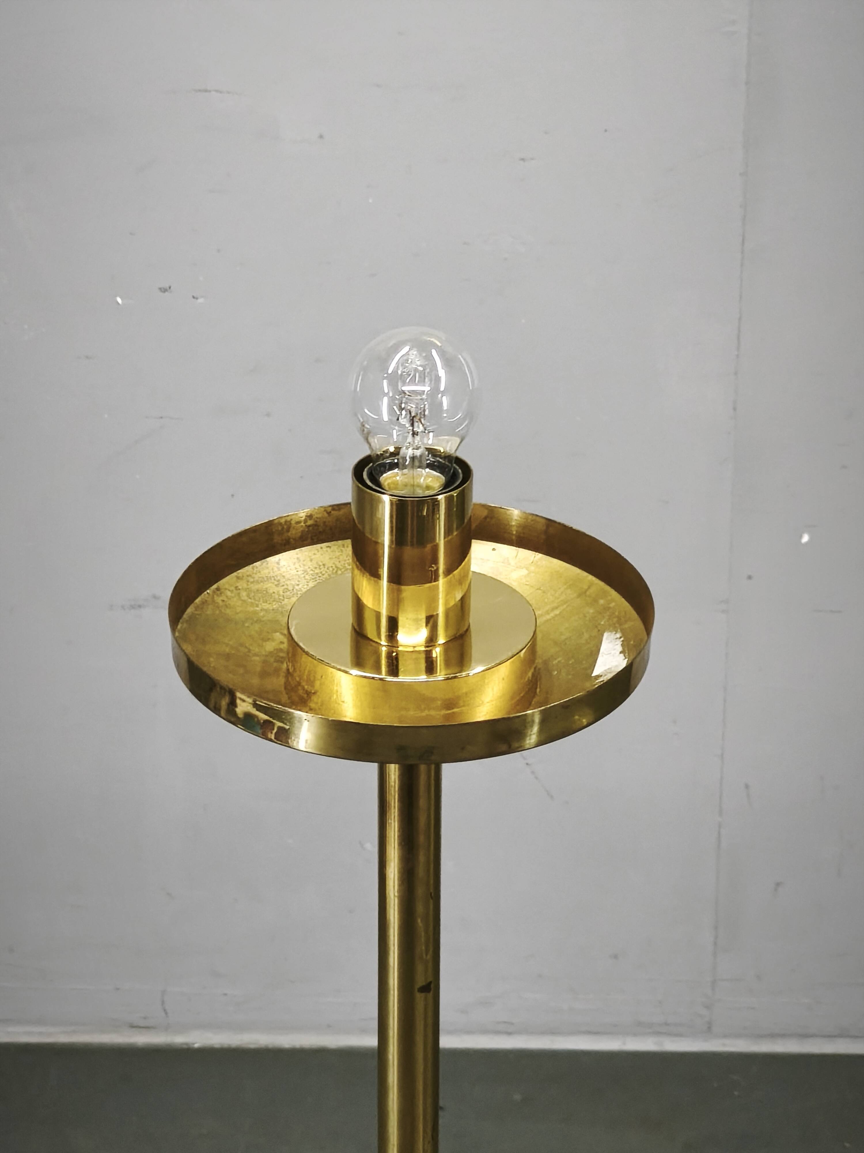 Space Age Bubble Glass and Brass Floor Lamp, Czechoslovakia, 1970s