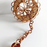 Handcrafted Bamboo and Rattan Pendant Lamp, Spanish Modernist, 1960s