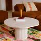 Organic shape travertine coffee table