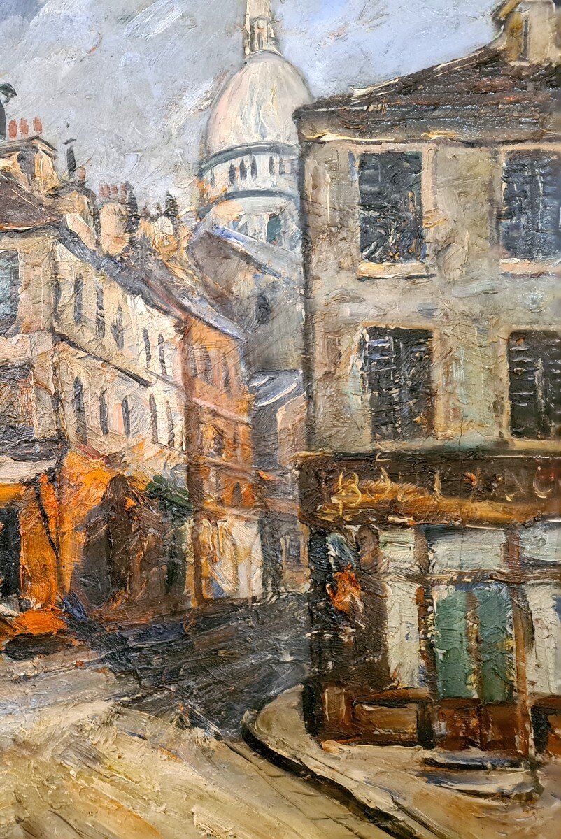 Oil by J. Pineau XX - Montmartre