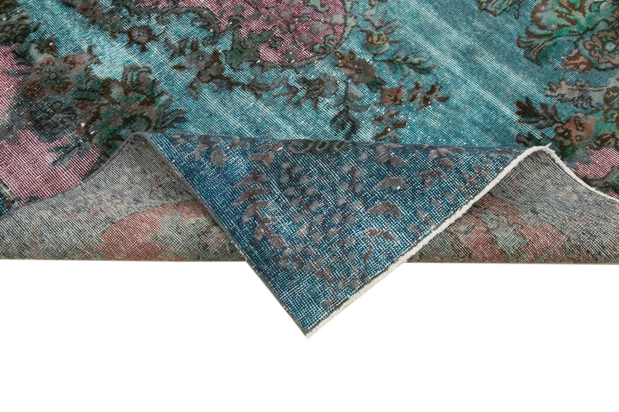 Handmade antique turkish 1970s 170 cm x 272 cm blue rug