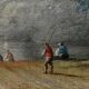 Painting "Path Leading to the Sea", oil on panel, in the style of Jean Pillement – late 19th century.