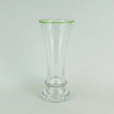 1970s glass VASE by eisch thick clear glass and bubble glass green rim