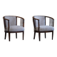 Pair of Danish armchairs in beech, reupholstered in lambswool, Art Nouveau, 1900s.