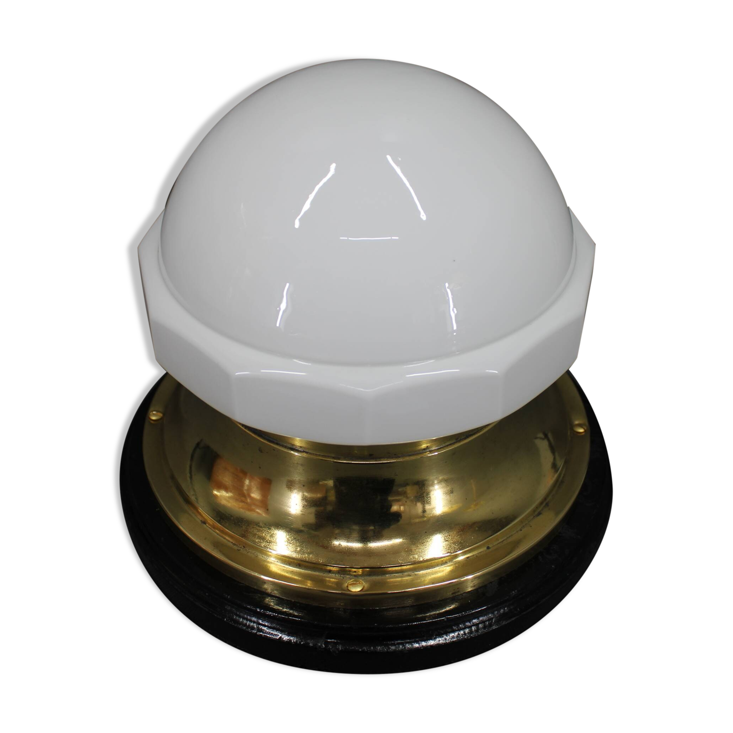 1920s Secession Brass and Glass Table lamp, Czechoslovakia