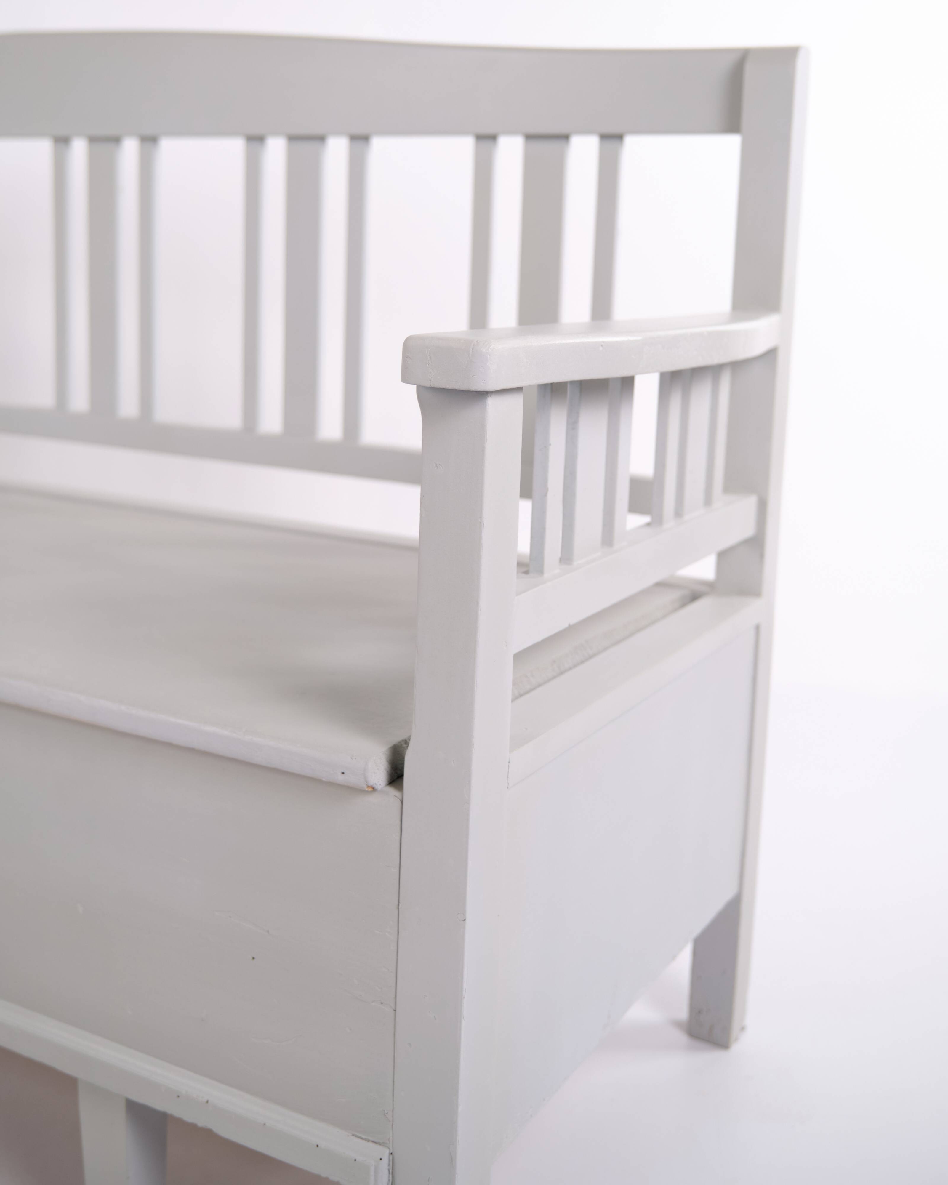 Swedish bench – grey painted – antique – painted pine – c. 1860s