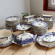 6 assiettes plates terre de fer Longchamp modèle Rouen XIXe siècle