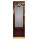 Floor mirror with fluted wood and brass lamp, Buffa/Borsani style.