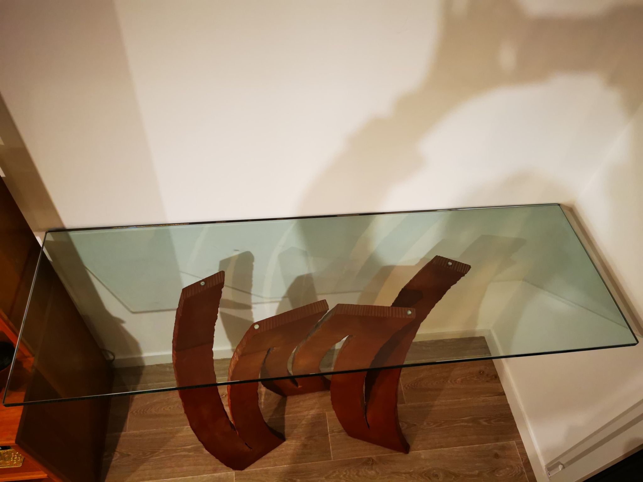 Maurice Barilone glass and steel console "Flower of Salt"