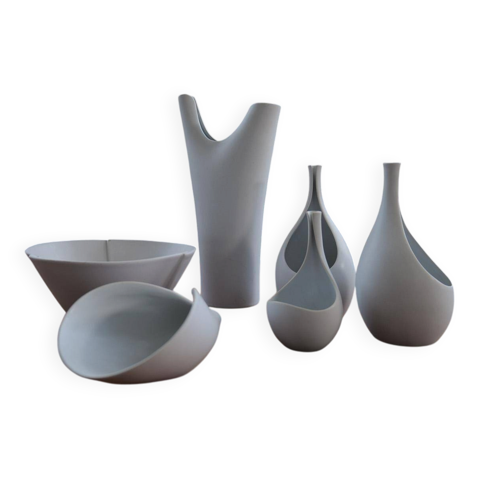 Mid-Century Modern Vase and Bowls Gustavsberg, Sweden, 1950s