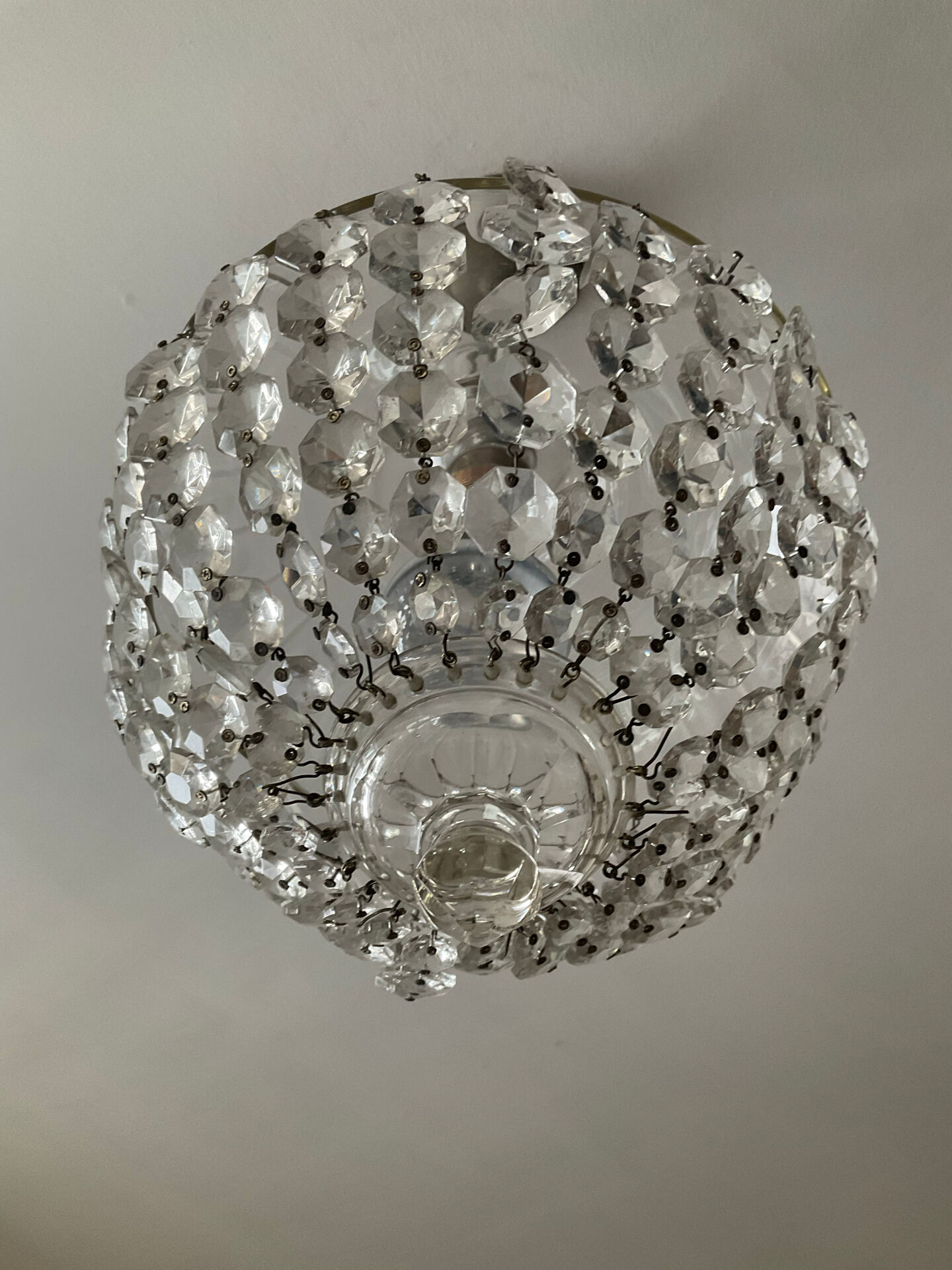 Antique crystal basket chandelier with pendants