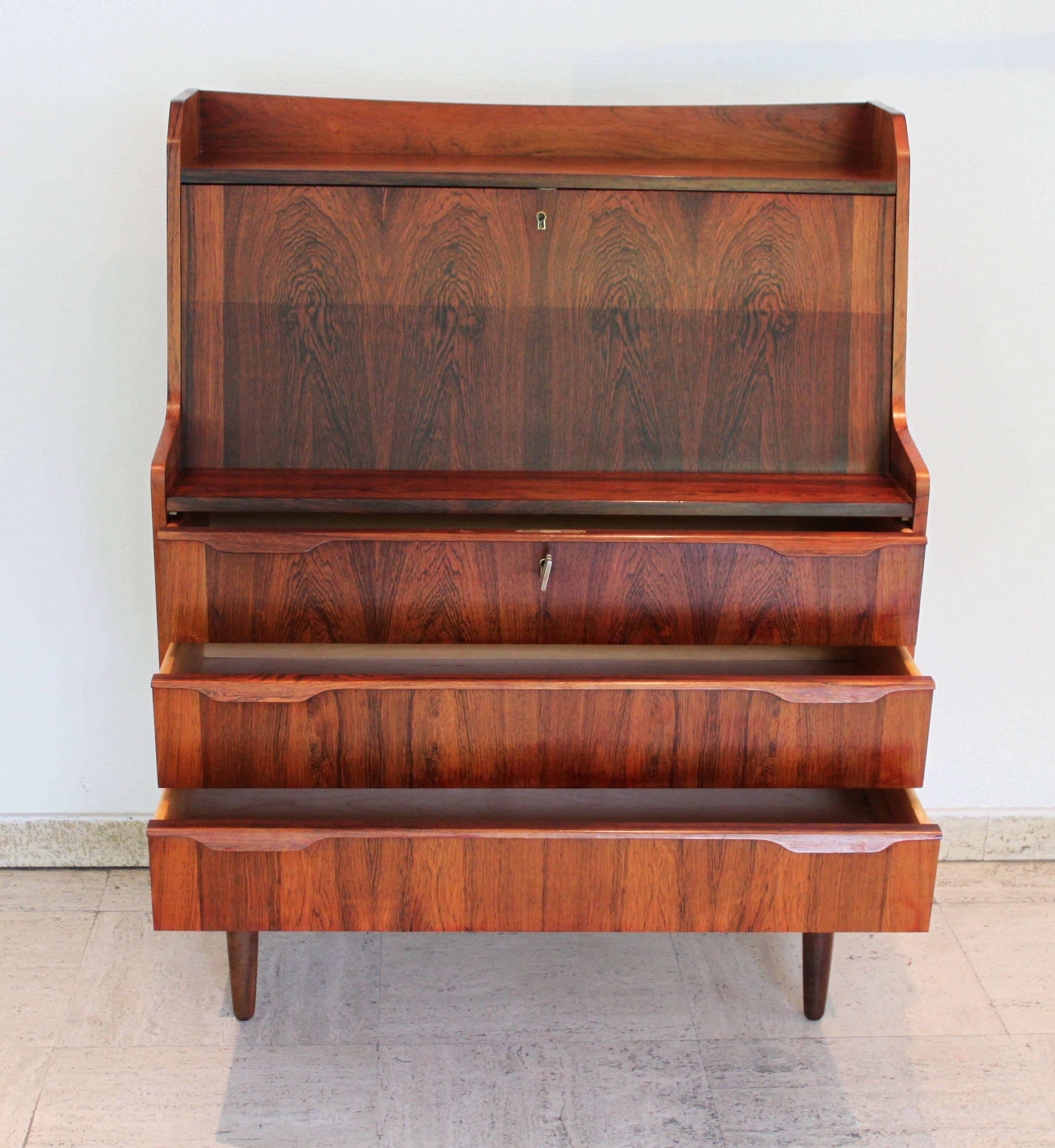 Scandinavian mahogany secretary, Norway, 1960.