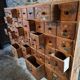 Antique pine drawer cabinet with 50 drawers, apothecary or hardware, 19th century