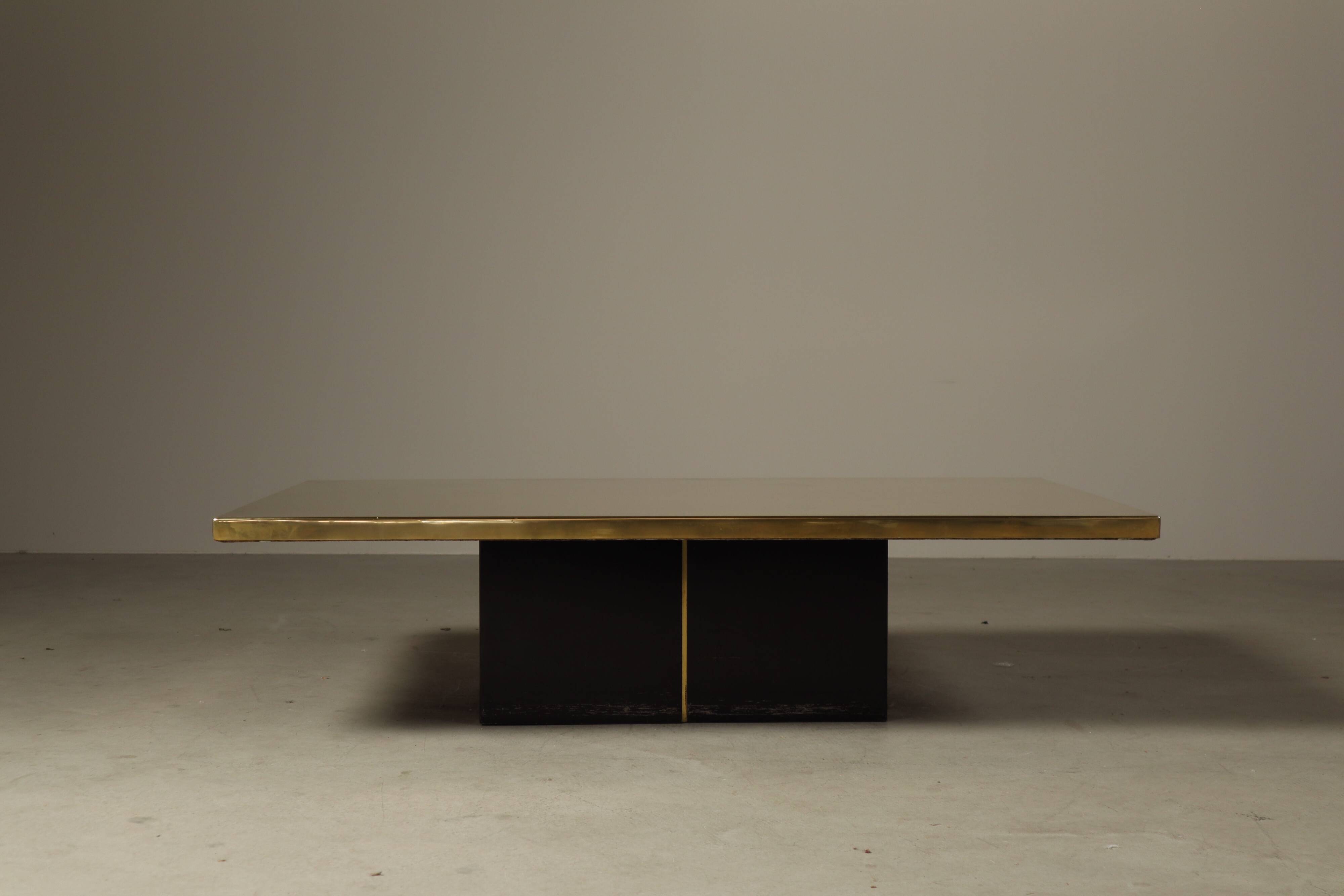 Christian Heckscher etched brass coffee table, Belgium 1970s