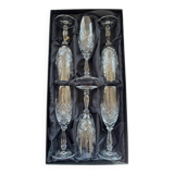 6 crystal champagne glasses