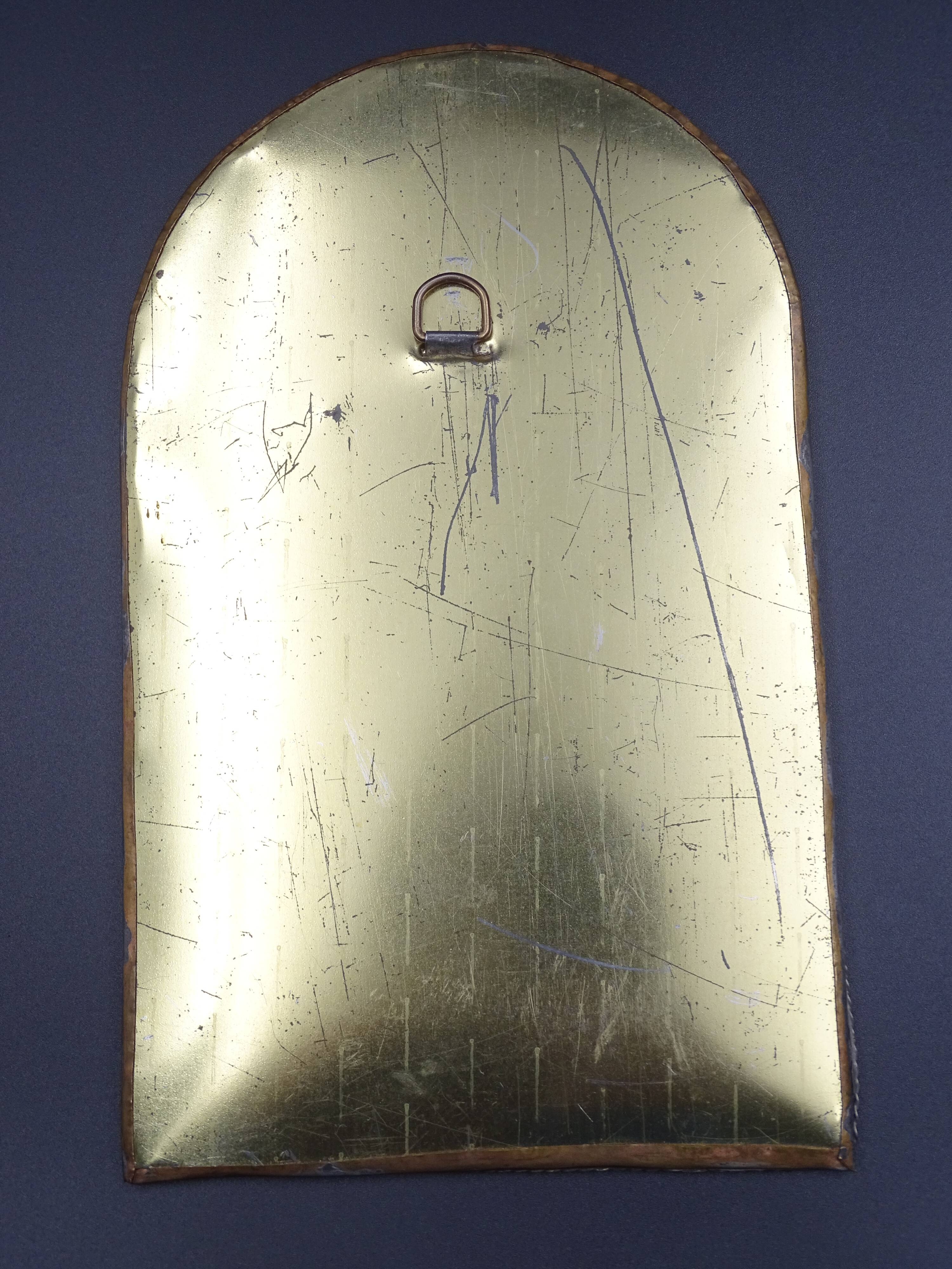 Oriental mirror in worked copper 24x15cm