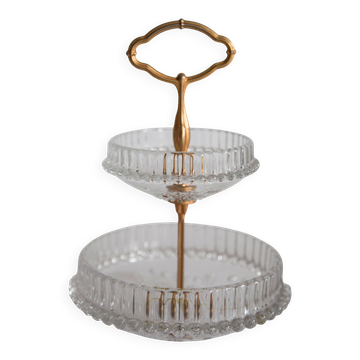 Vintage transparent crystal glass decorative plate, Italy, 1960s.
