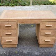 Bureau administratif extensible rénové en chêne du XIXème 130cm