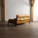 Percival Lafer MP-81 three seater sofa in yellow leather, Brazil 1970s