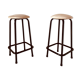 Vintage velvet and iron stools, Set of two, Italy 1960s