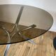 Dining / living table in chrome and smoked glass design 70s
