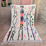 Handmade Berber wool rug: Moroccan Azilal style, colorful pattern