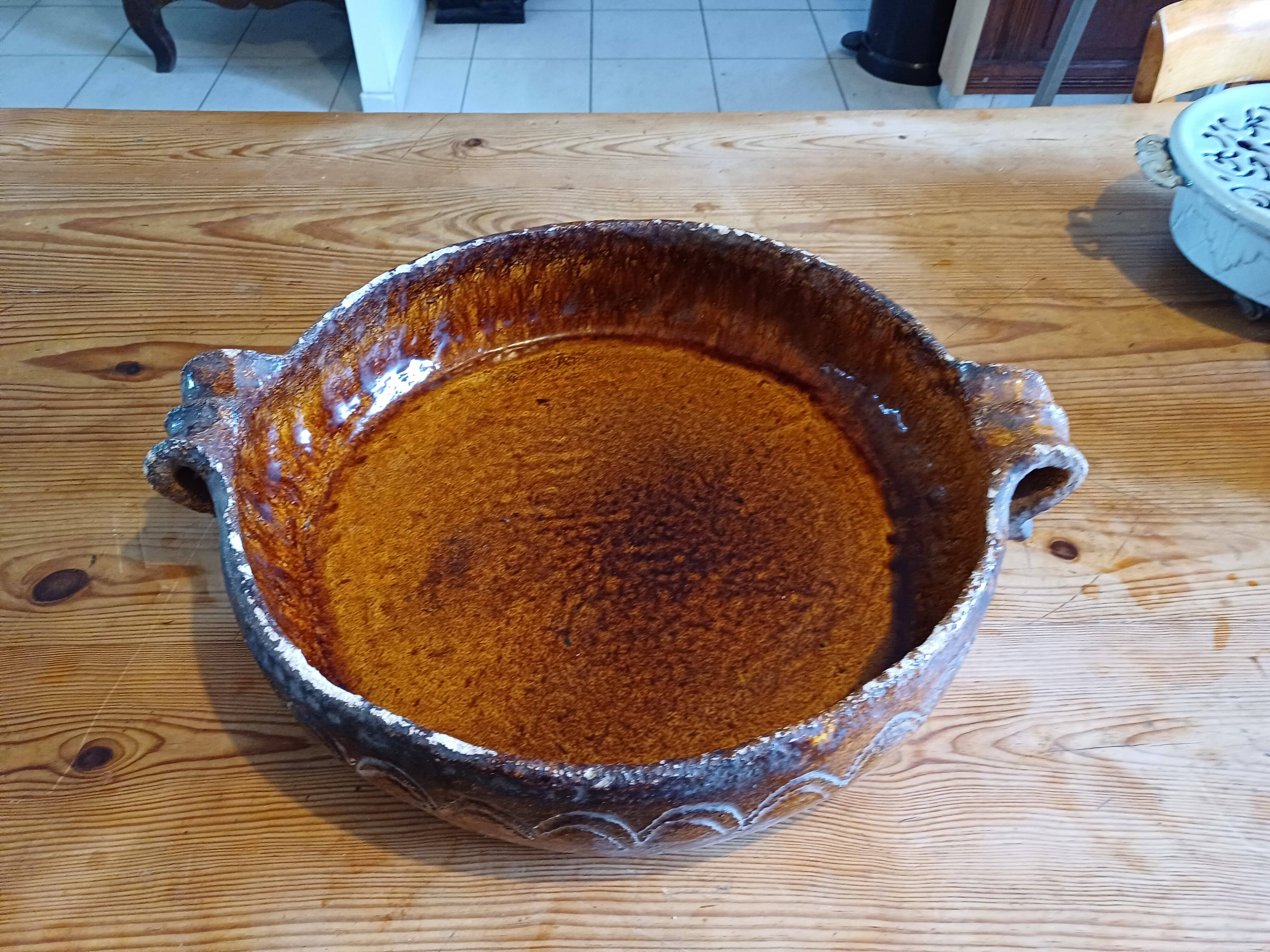 19th century enamelled terracotta dish