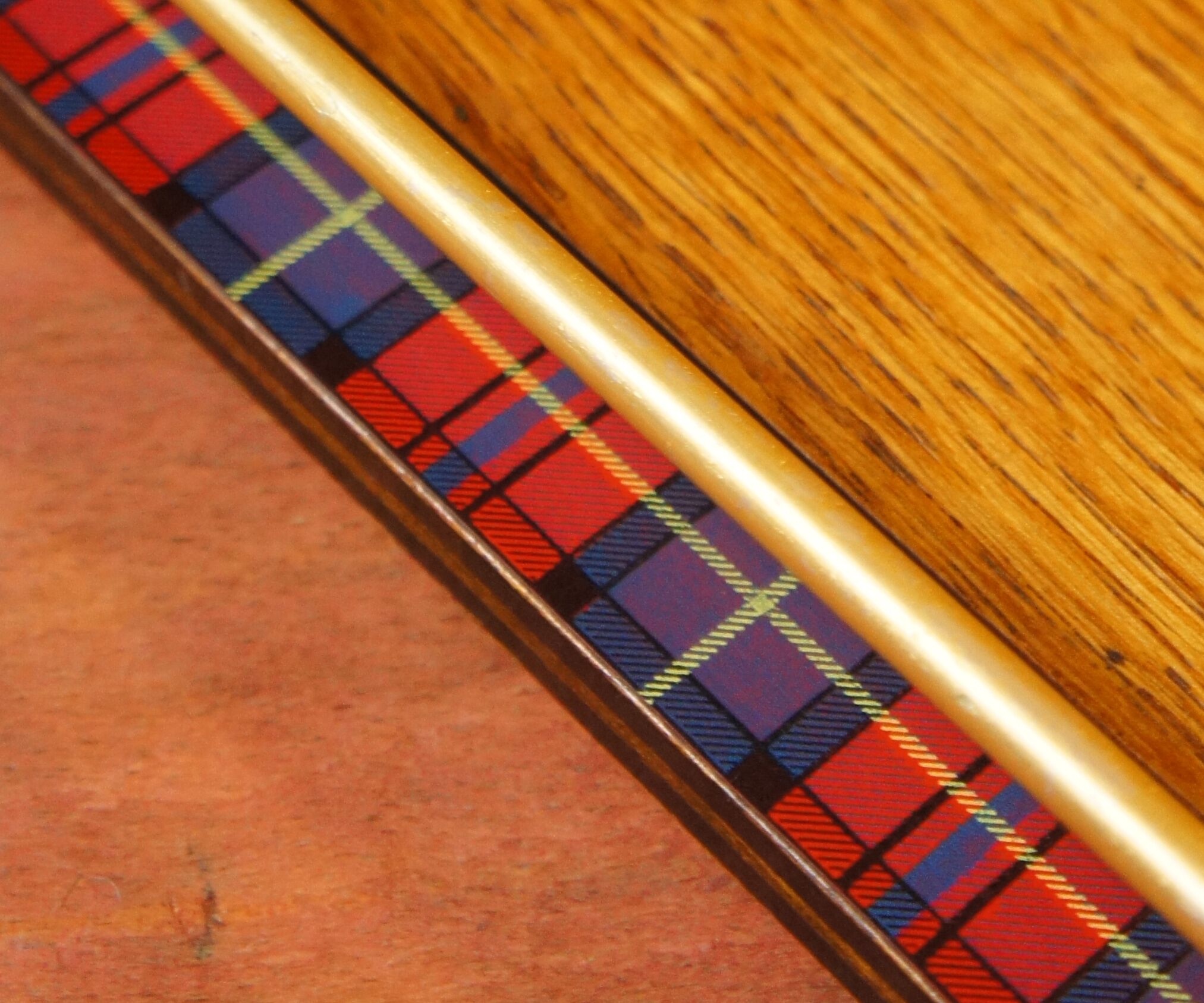 Top "Tartan" golden oak, blackened wood & brass 1960