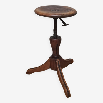 Adjustable industrial oak stool