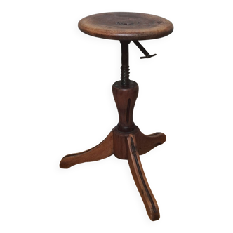 Adjustable industrial oak stool