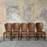 Rare set of 5 chestnut chairs