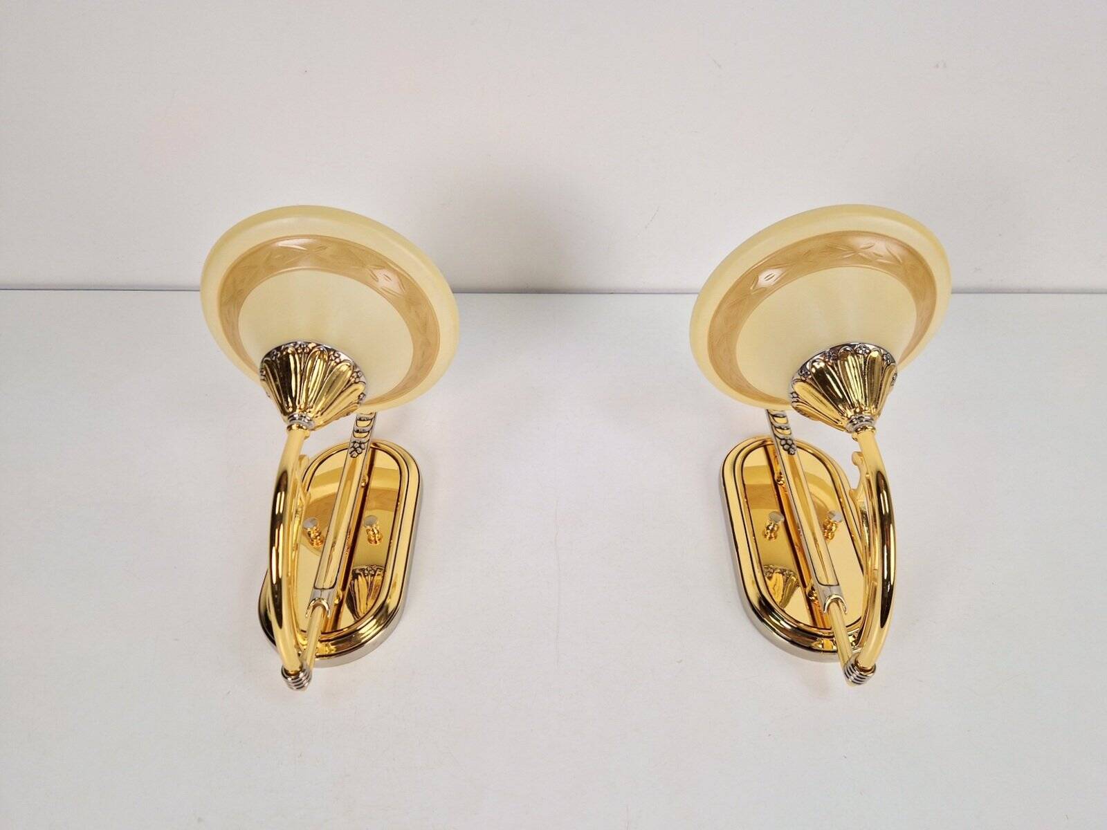 Art Nouveau Regency Brass Wall Lamps by Bejorama Lighting, Spain, 1970s, Set of 2