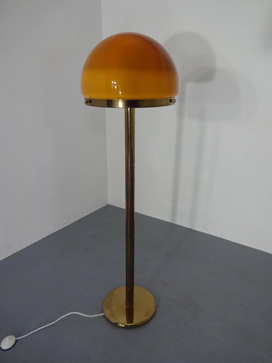 Brass and Glass Floor Lamp, 1970s