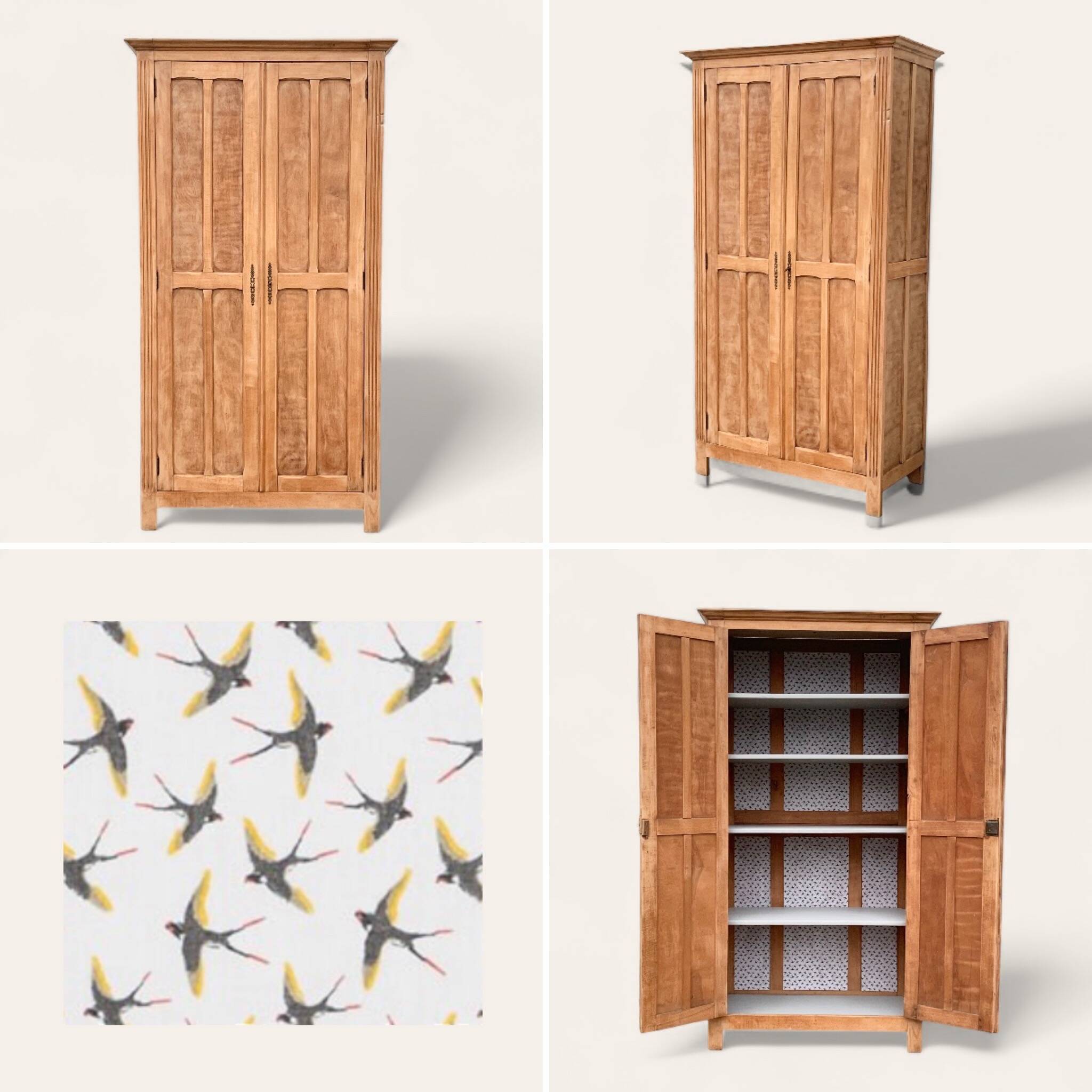 Armoire parisienne panneautée en bois brut, 1930