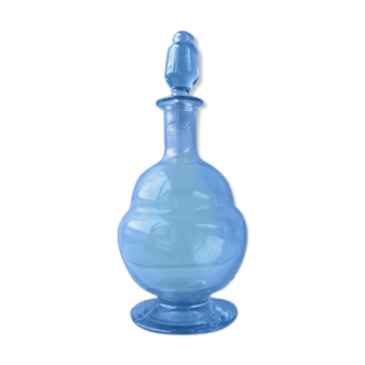 Blue crystal carafe signed Belgique