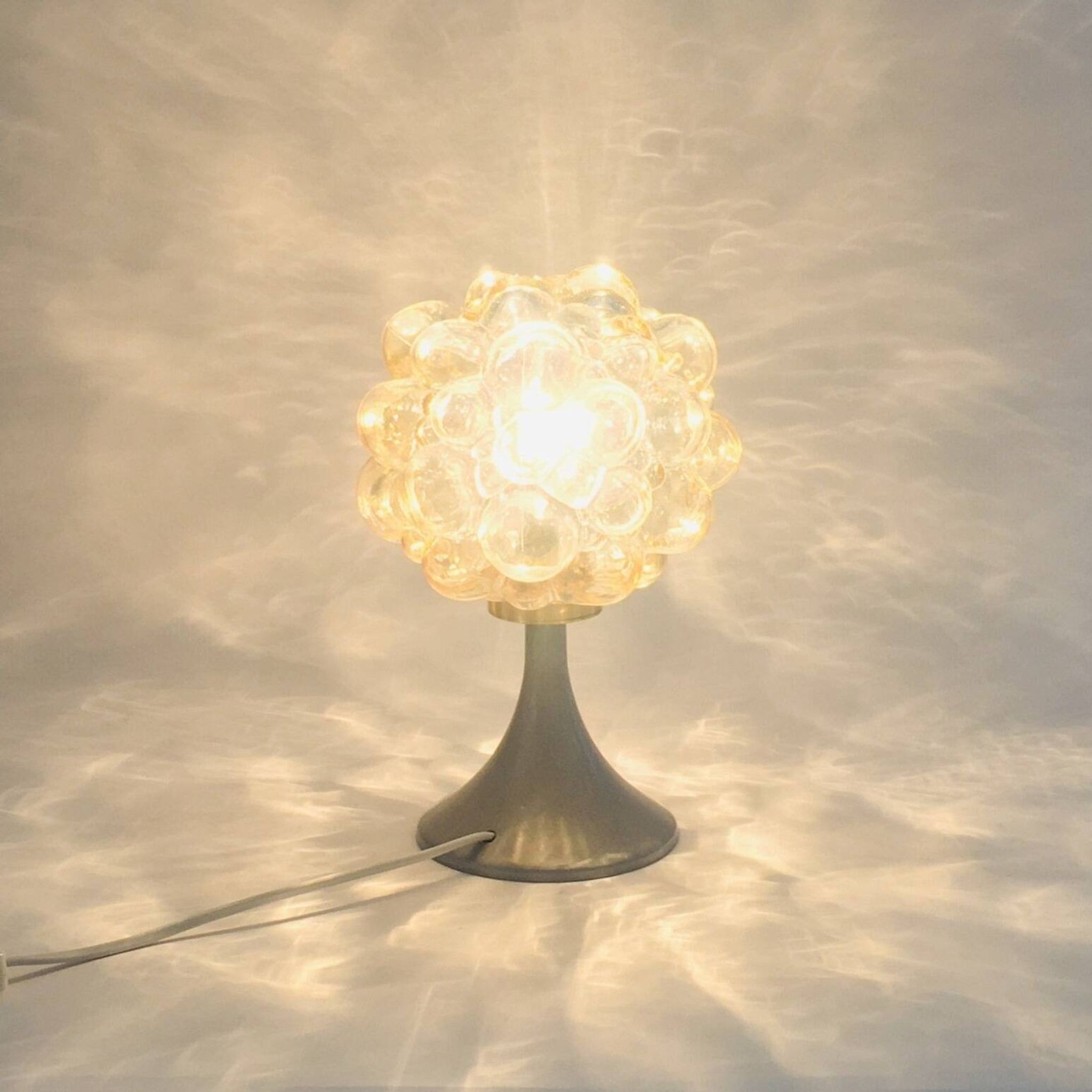 Pair of Mid-Century Amber Bubble Glass Table Lamps by H.Tynell, 1960s
