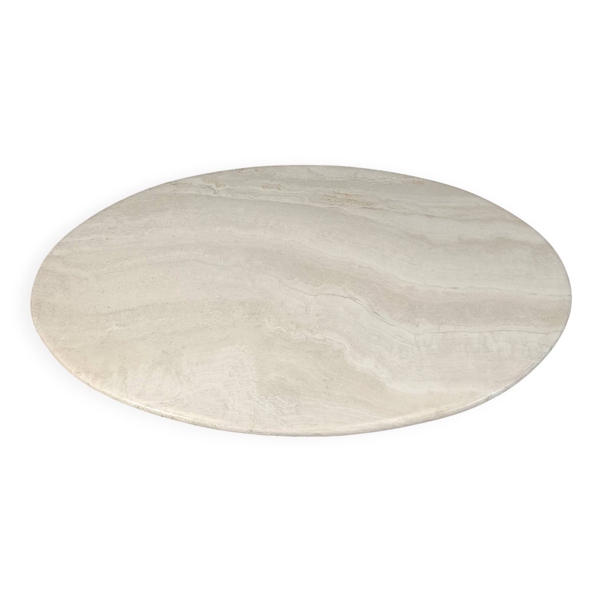 Vintage oval travertine coffee table, 1970s